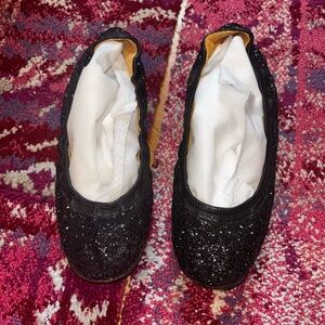 Lanvin Black Glitter Ballet Flats